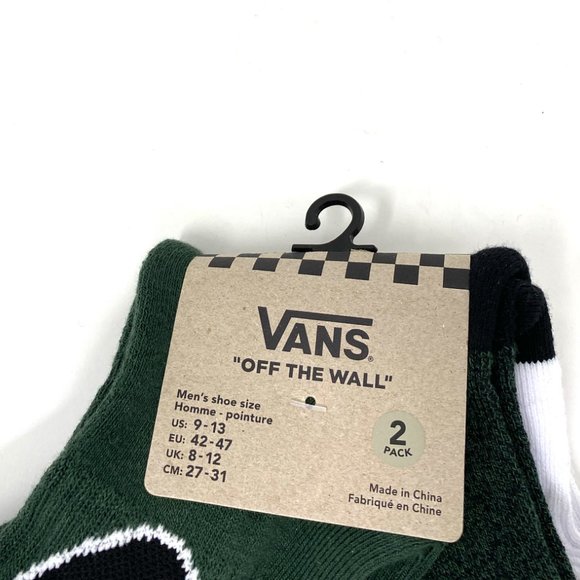 Vans Men's Size Skateboarding Black White 2 Pack Socks VN0A5HG9ZR5 - Picture 2 of 4